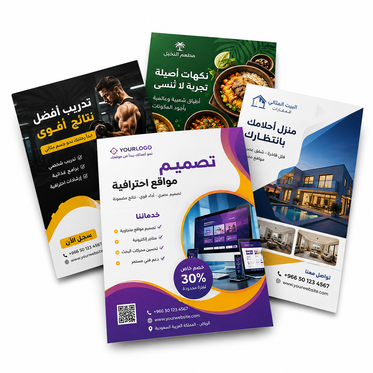 فلاير إعلاني عالي الجودة | تصميم مطبوع حسب الطلب | طباعة ملونة | أحجام متعددة