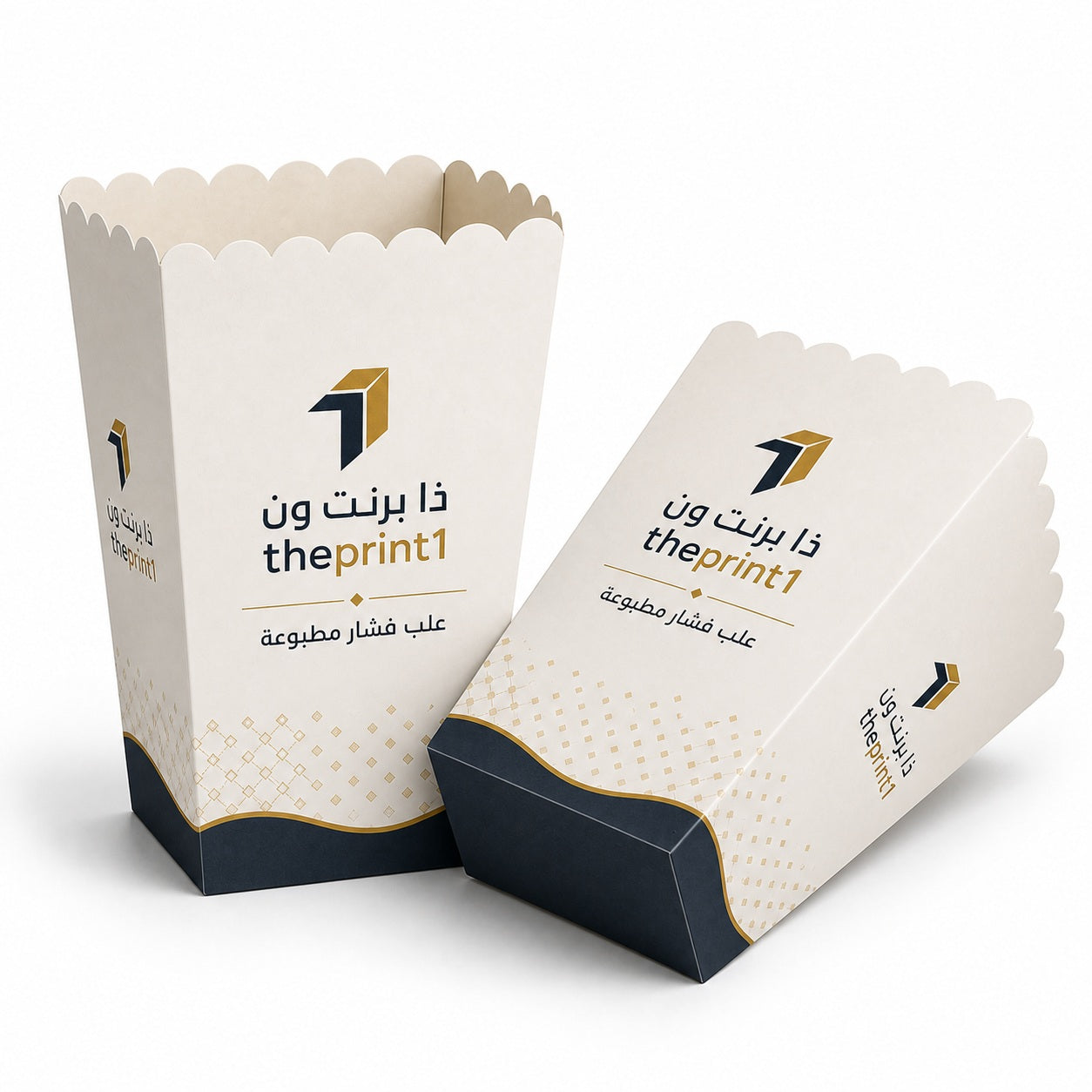 علب بطاطس مطبوعة - موكاب واقعي جديد بشعار ذا برنت ون مع سايز أنوتيشن
