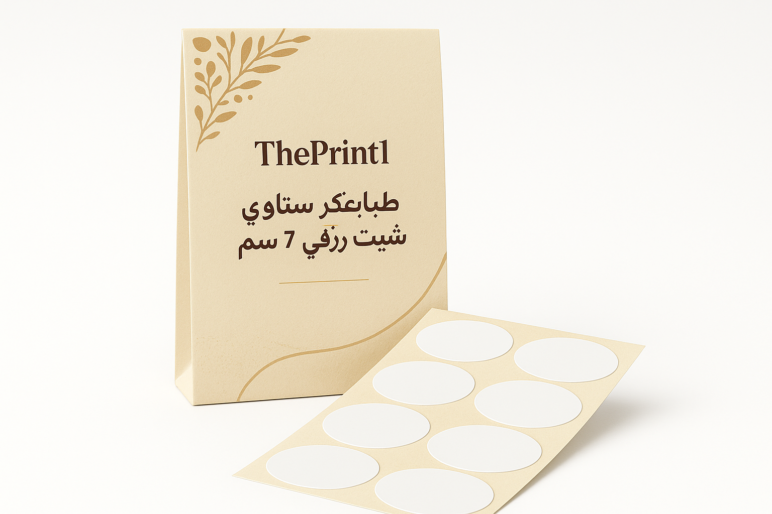 طباعة ستيكر بيضاوي شيت ورقي 11 في 7 سم