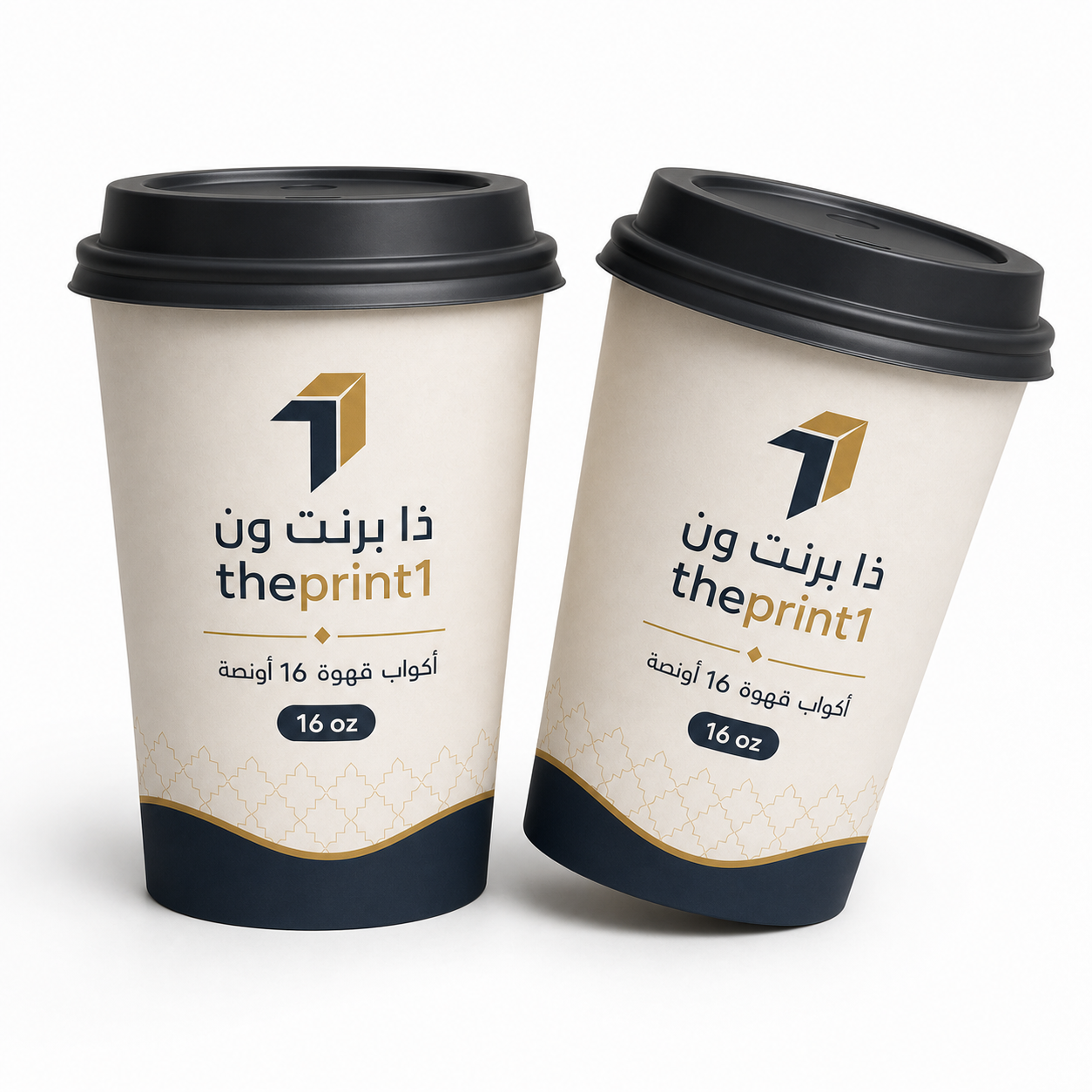 موكاب أكواب قهوة 16 أونصة مع size annotation للسعة واسم ذا برنت ون